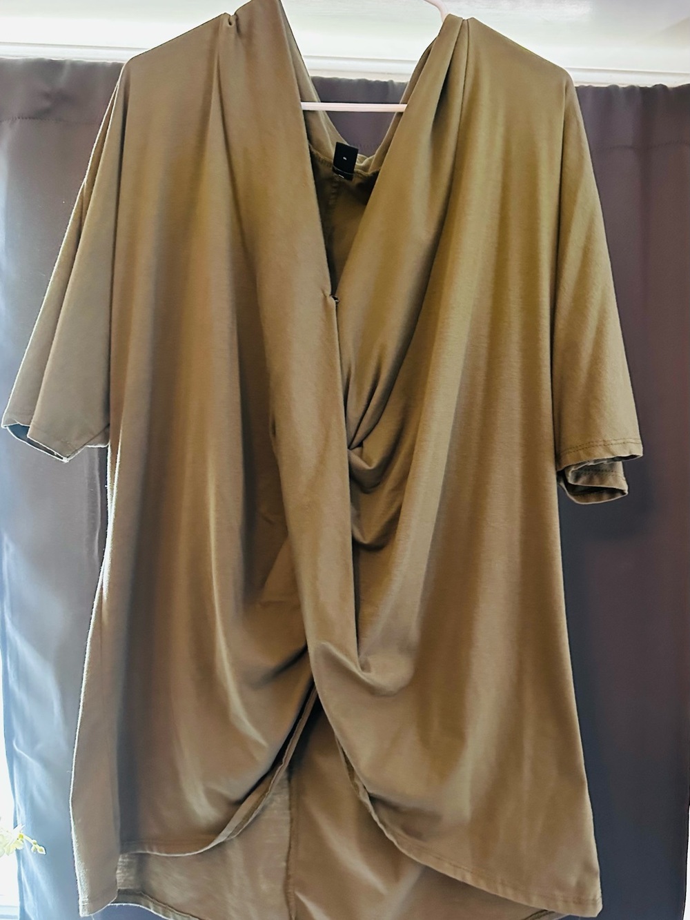 SHEIN Olive Green Curved Neck Top
